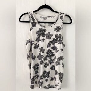 Sonoma Embellished Black and White Sleeveless Tank Top